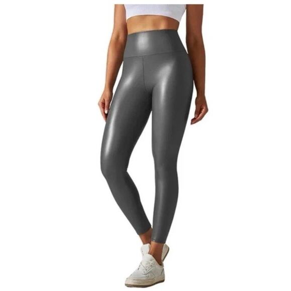 Yogalicious Pants - Yogalicious Faux Leather Lady Love Ankle Tight Yoga Leggings Womens L Pavement